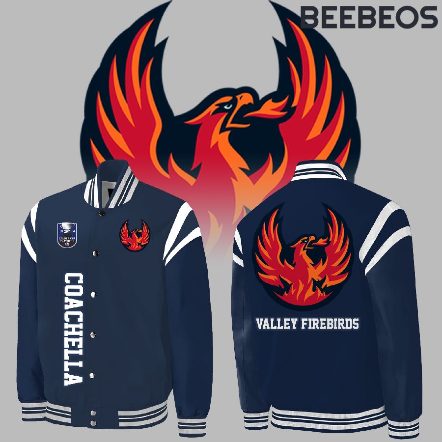 Coachella Valley Firebirds 2024 Calder Cup Playoffs Blue Baseball Jacket