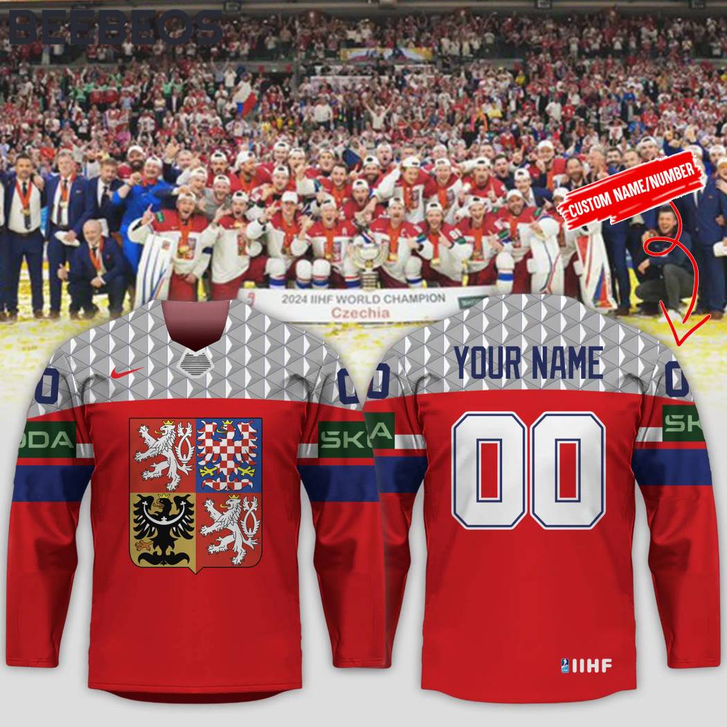 Czech Ice Hockey Association 2024 World Champions Red Hockey Jersey