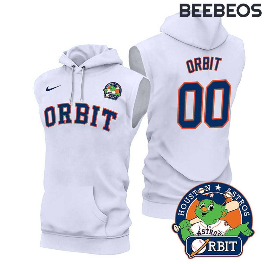 Houston Astros Orbit White Sleeveless Hoodie