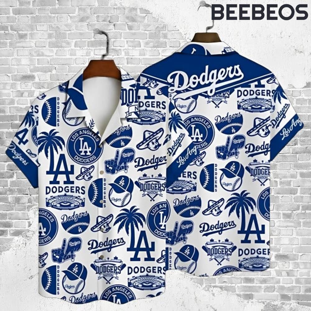 Los Angeles Dodgers Logo Pattern Hawaiian Shirt