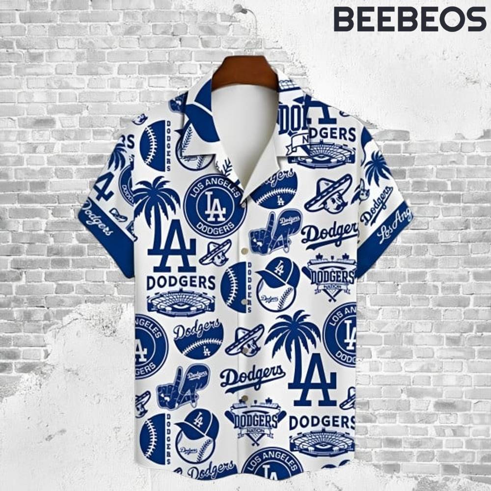 Los Angeles Dodgers Logo Pattern Hawaiian Shirt