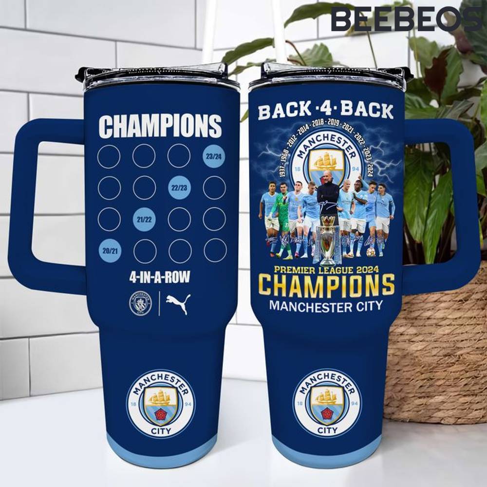 Manchester City Football Back 4 Back Champion 2024 Stanley Tumbler With Straw