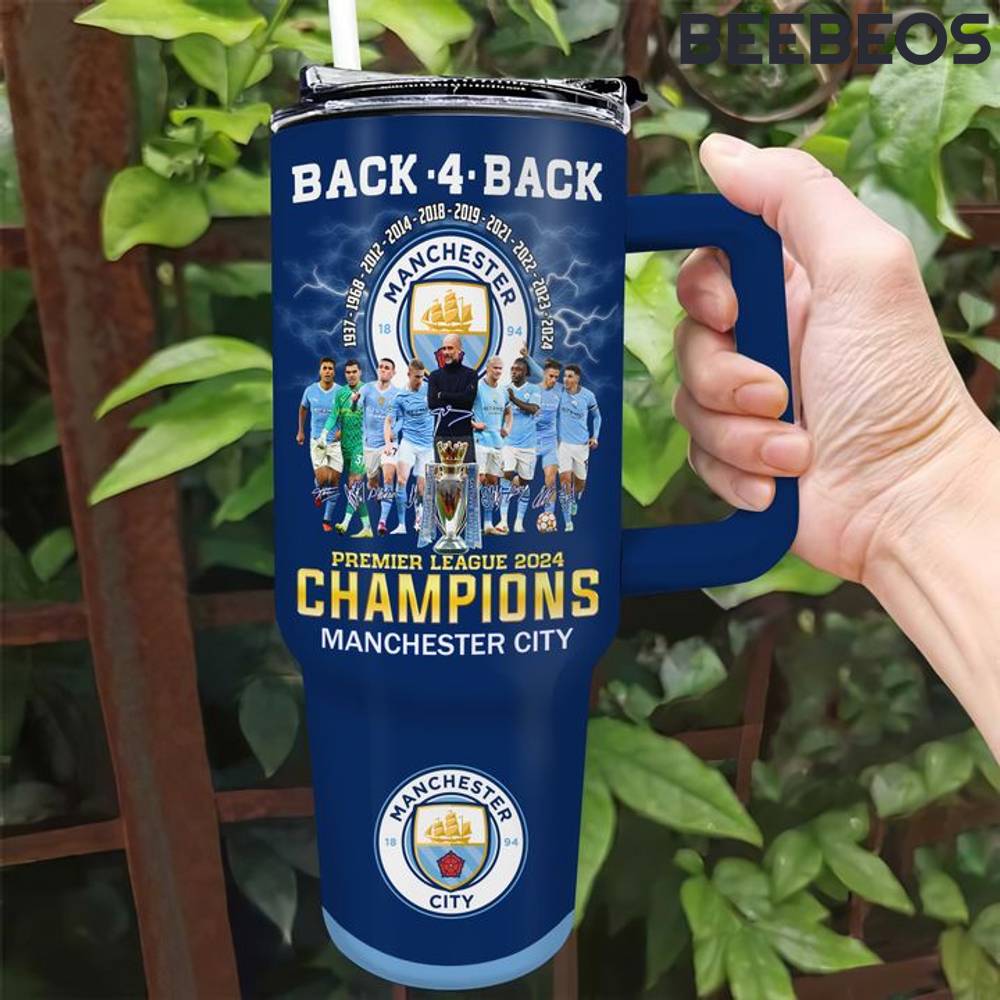 Manchester City Football Back 4 Back Champion 2024 Stanley Tumbler With Straw