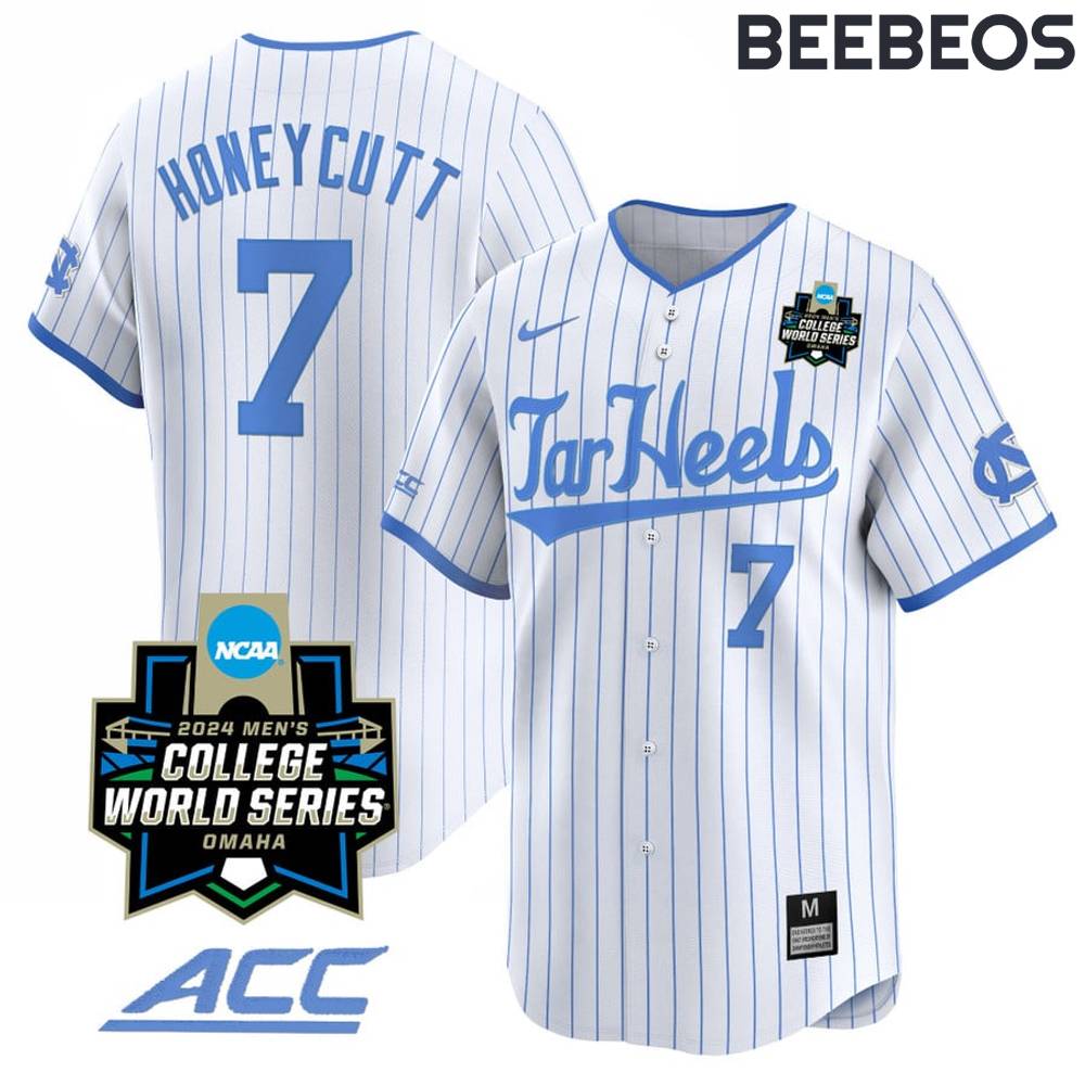 North Carolina Tar Heels 2024 College World Series Baseball Jersey – White Pinstripes