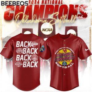 Oklahoma Sooners 2024 NCAA Softball Womens College World Series Champions Red Baseball Jersey 1