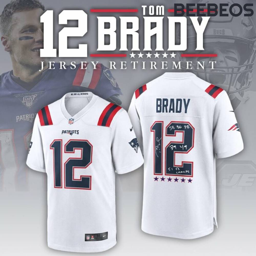 Patriot GOAT Tom Brady White Signed Jersey