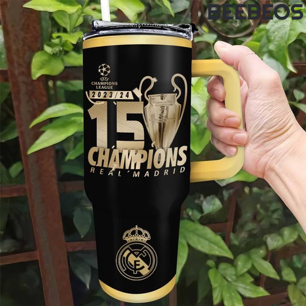 Real Madrid UEFA Champions League 15 Black Gold Stanly Tumbler