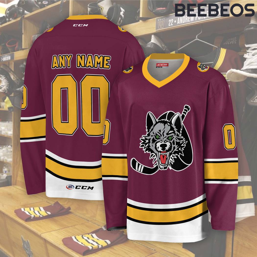 AHL Chicago Wolves Burgundy Hockey Jersey