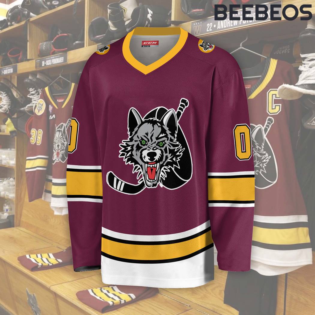 AHL Chicago Wolves Burgundy Hockey Jersey