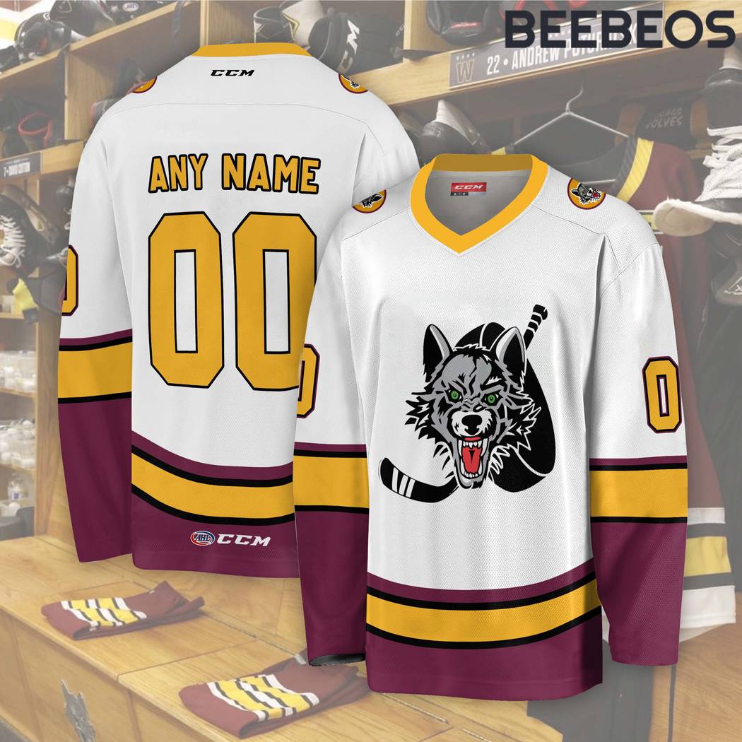 AHL Chicago Wolves White Hockey Jersey