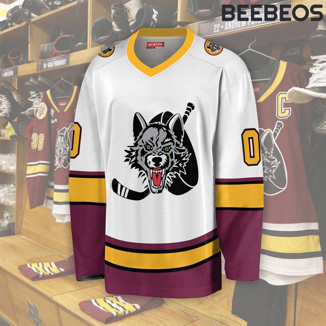 AHL Chicago Wolves White Hockey Jersey