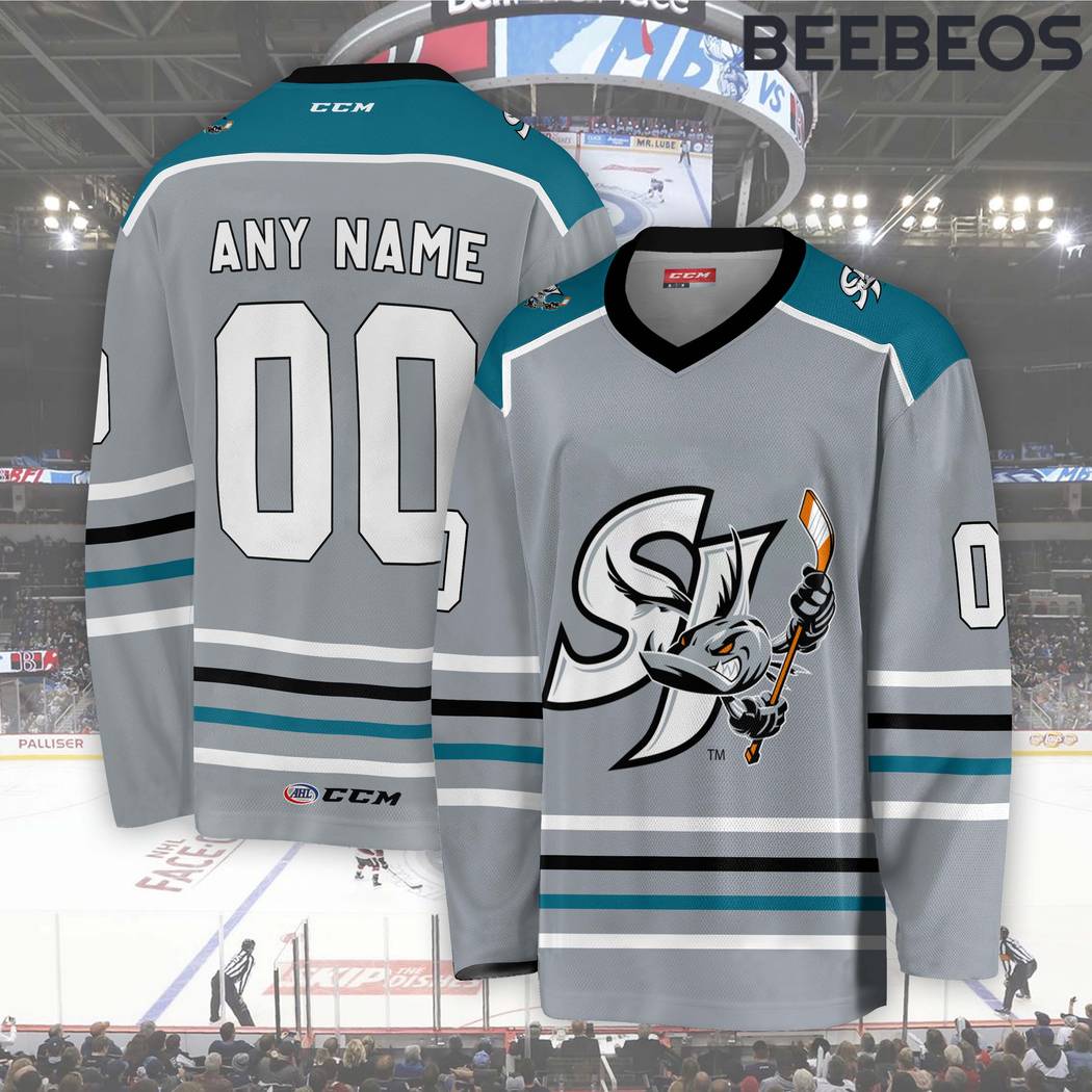 AHL San Jose Barracuda Grey Hockey Jersey