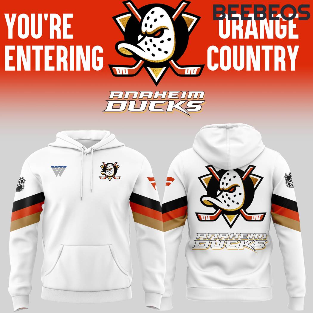 Anaheim Ducks Orange Country 2024 White Hoodie Pants Cap