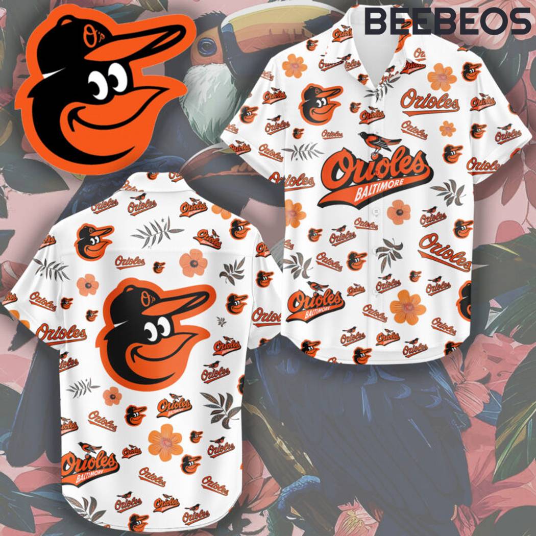 Baltimore Orioles White Hawaiian Shirt