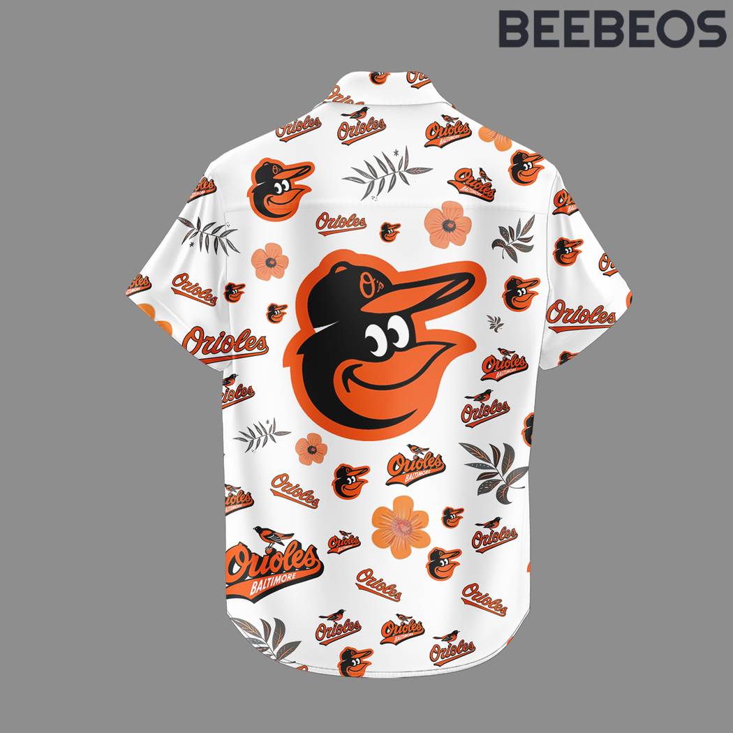 Baltimore Orioles White Hawaiian Shirt