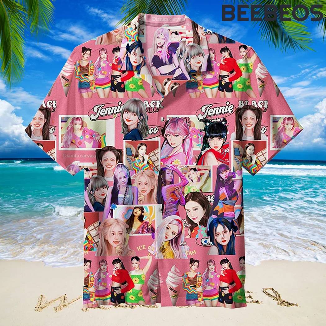 Black Pink Aesthetic Collage ICE Cream Hawaiian Shirt