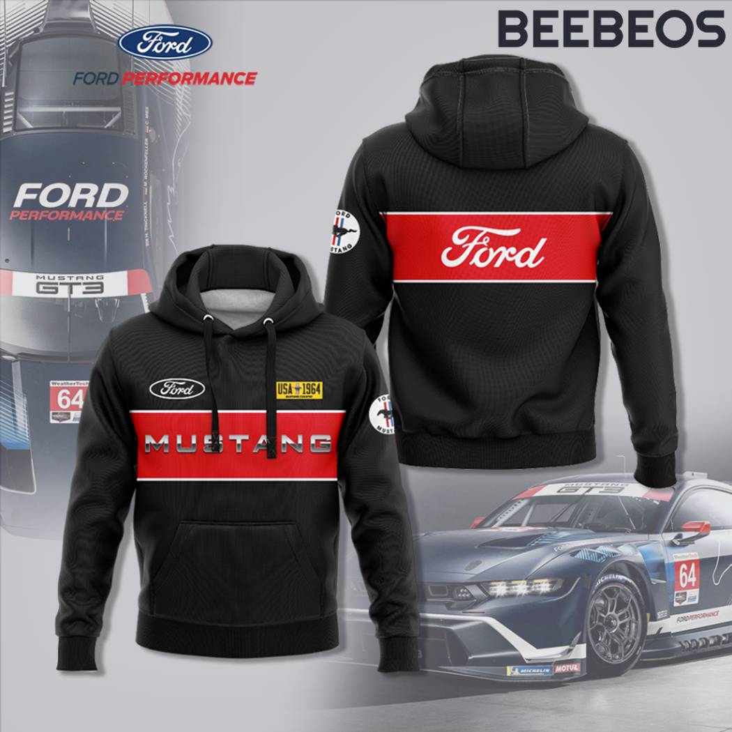 Ford Mustang Racing Red Black Hoodie