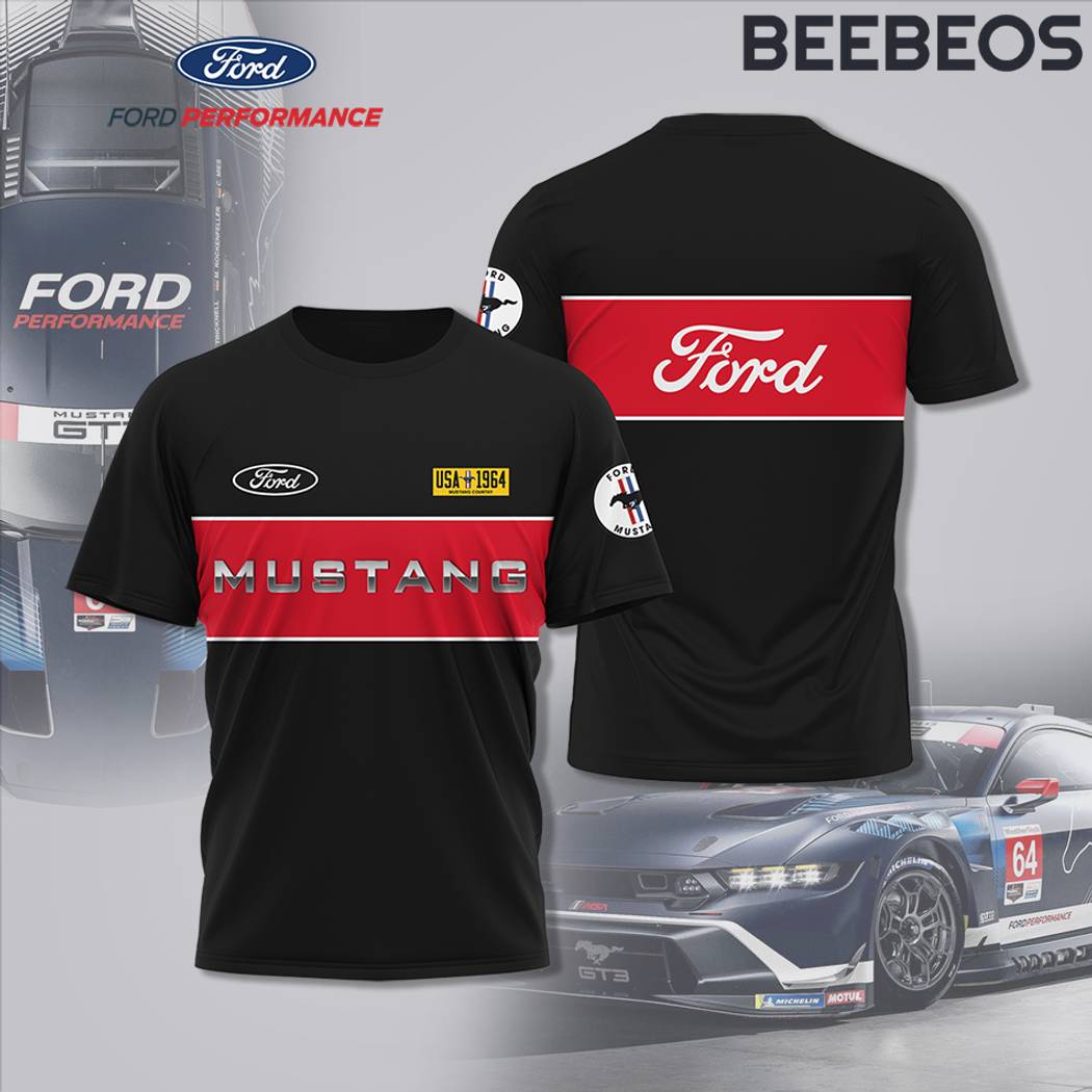 Ford Mustang Racing Red Black T-Shirt