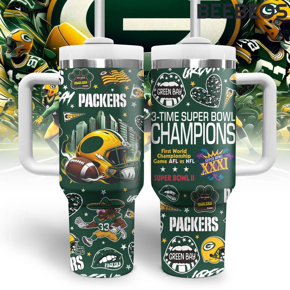 Green Bay Packers 3 Time Super Bowl Stanley Tumbler