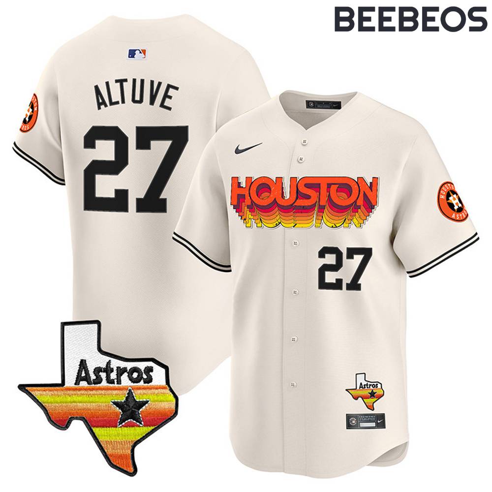 Houston Astros Throwback Style Cream Baseball Jersey