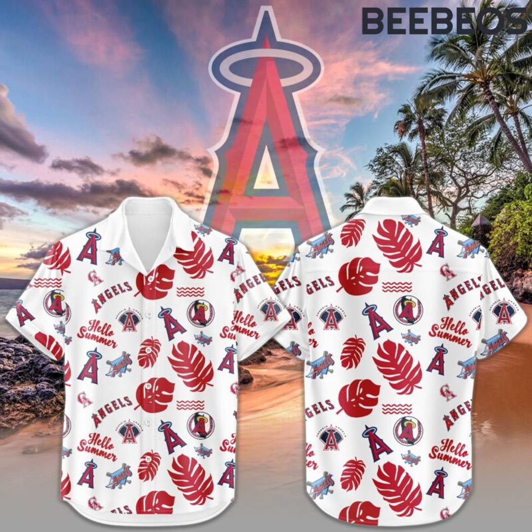 Los Angeles Angels White Hawaiian Shirt