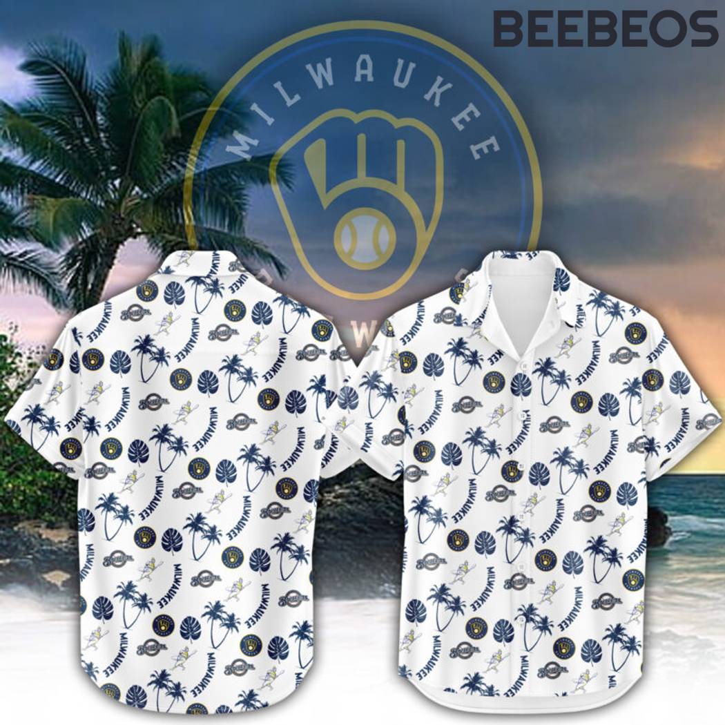 Milwaukee Brewers White Hawaiian Shirt