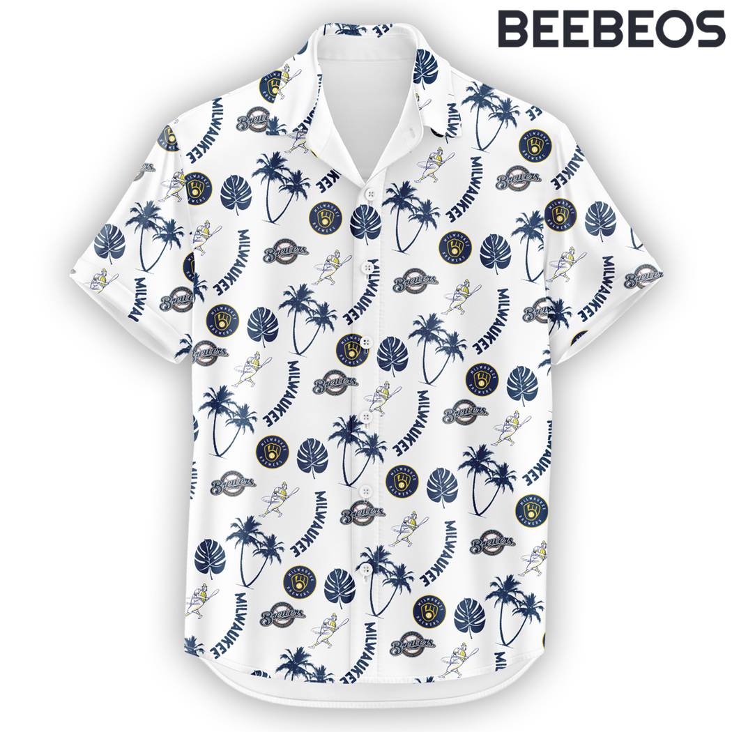 Milwaukee Brewers White Hawaiian Shirt