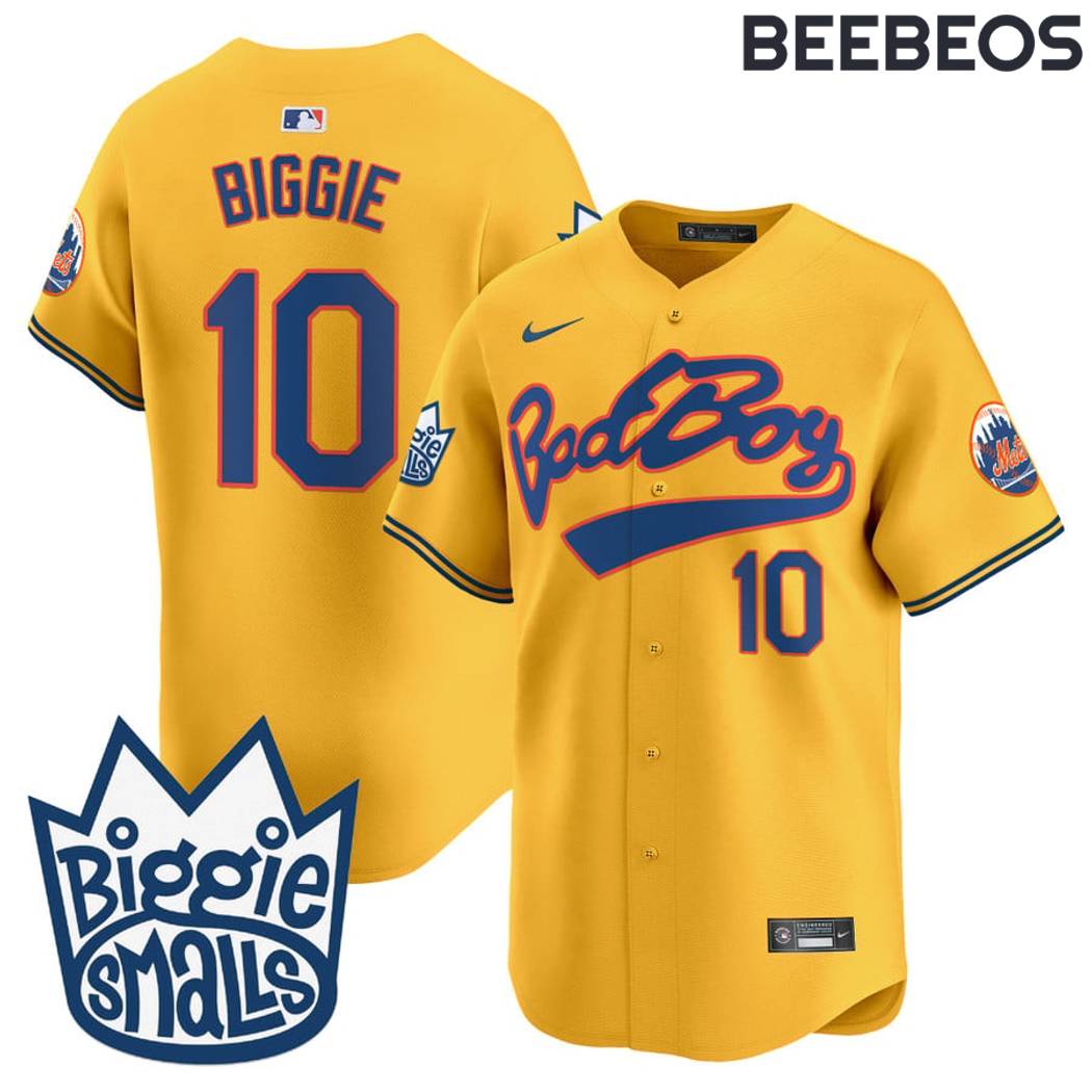 New York Mets Biggie Smalls Bad Boy Gold Baseball Jersey