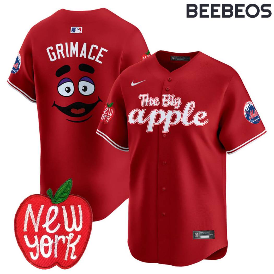 New York Mets The Big Apple Grimace Red Baseball Jersey