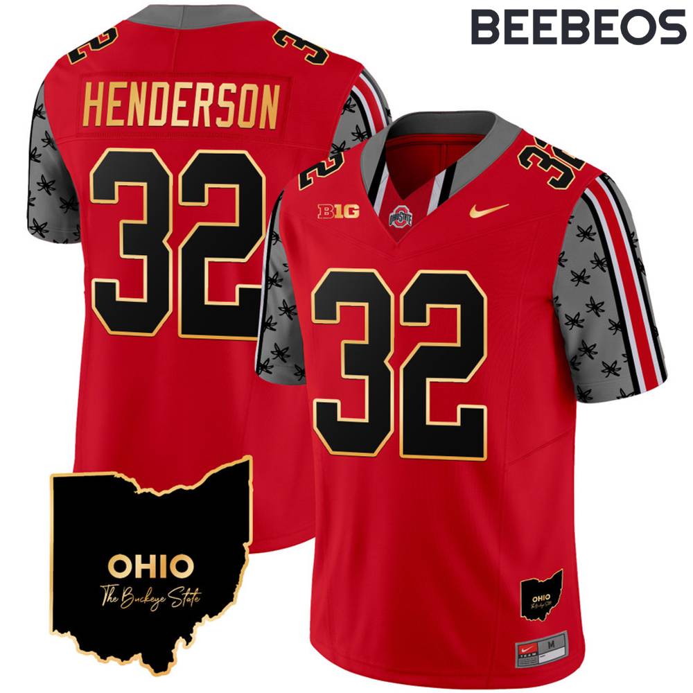 Ohio State Buckeyes 2024 Gold Trim Red Limited Jersey