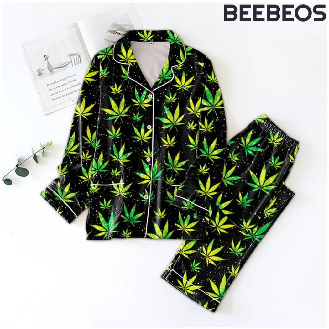 Seamless Watercolor Cannabis Pajamas Set