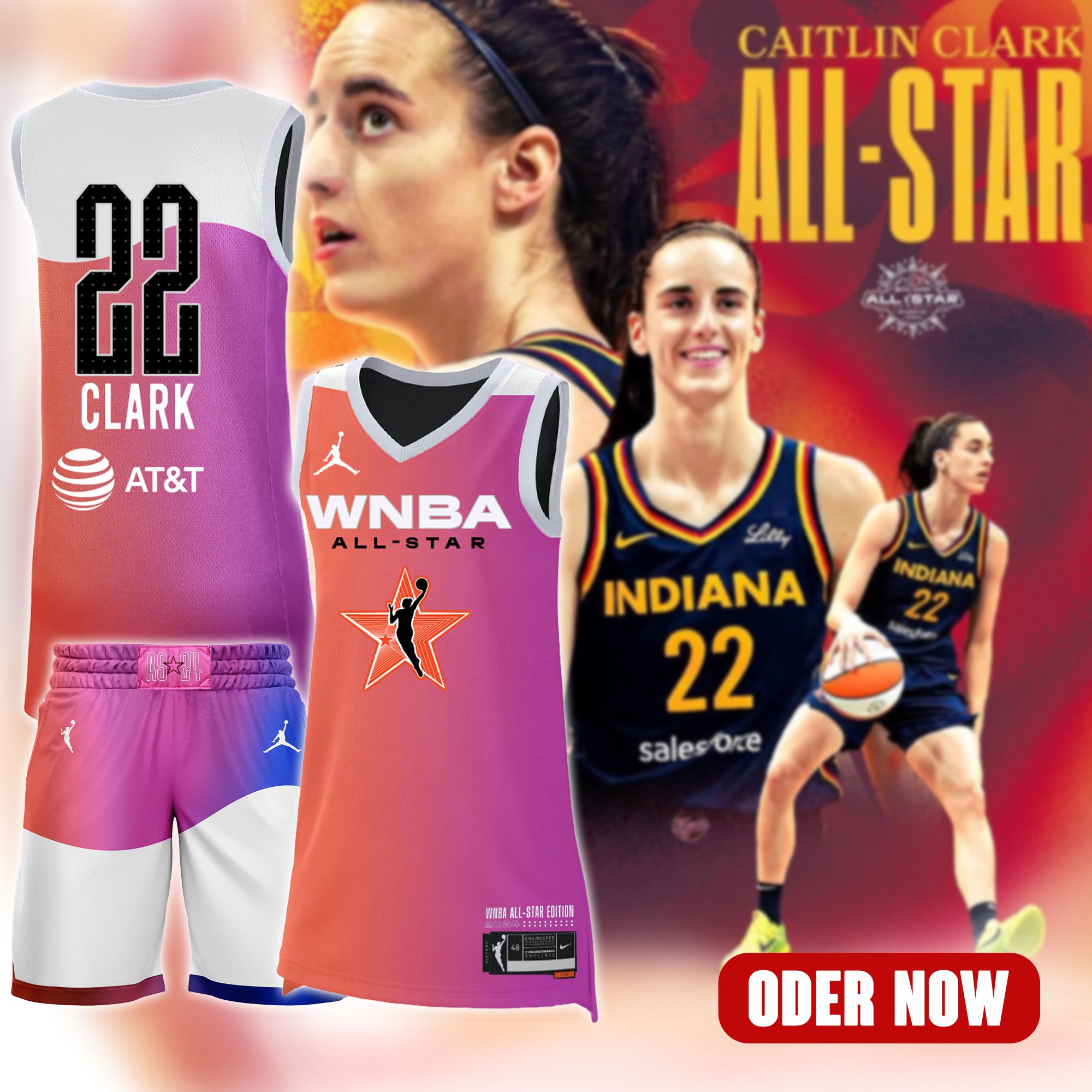 WNBA All Star 2024 Caitlin Clark 22 Basketball Jersey Short