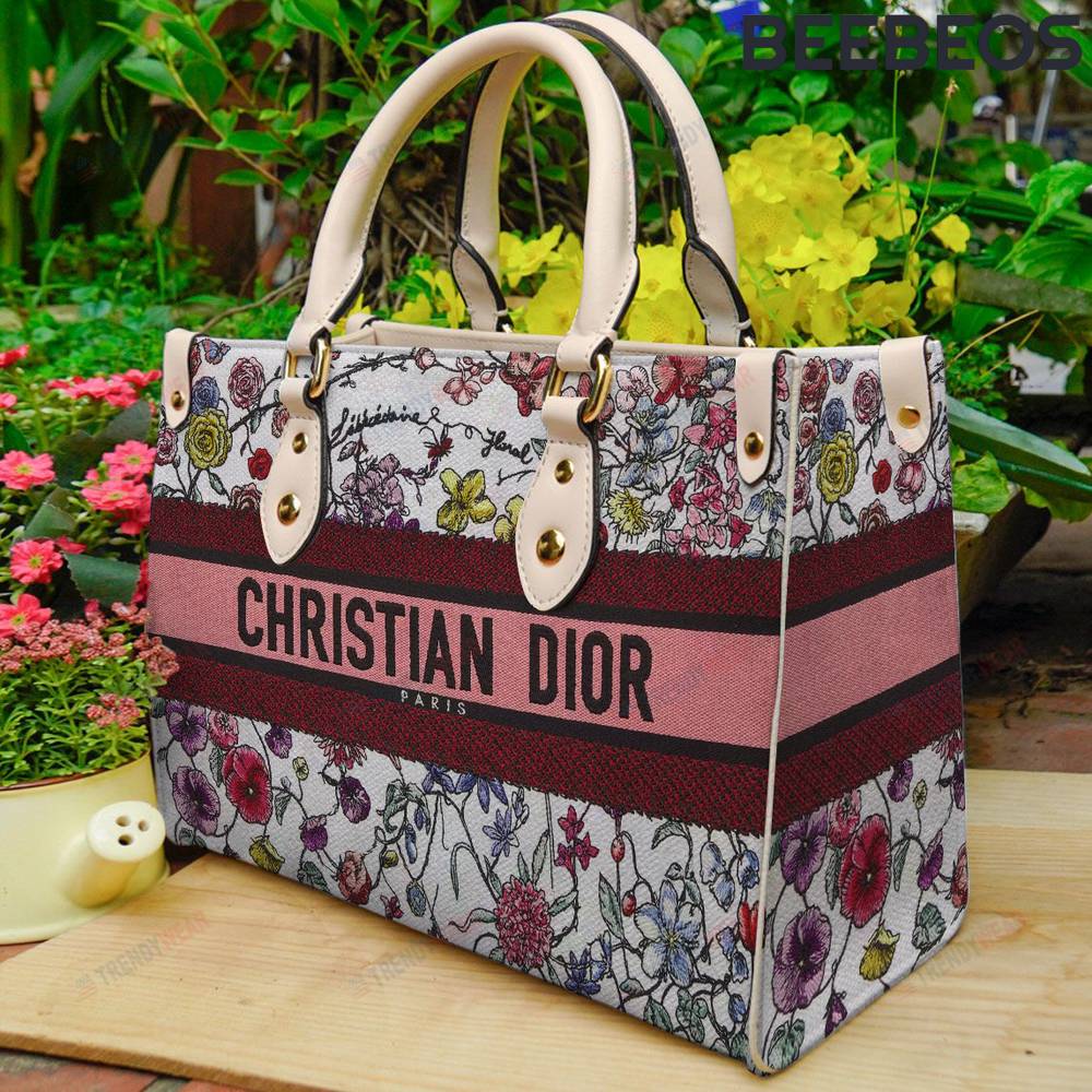 Christian Dior Paris Flower Leather Handbag