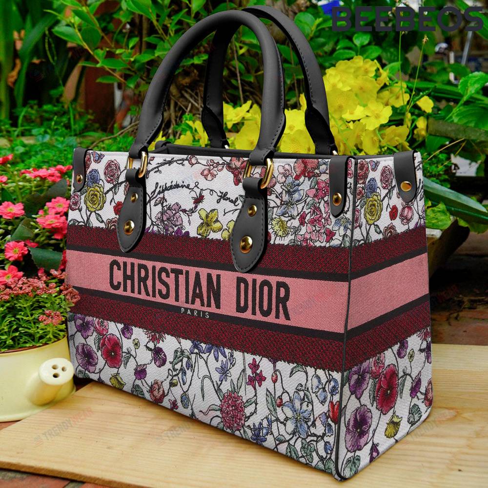 Christian Dior Paris Flower Leather Handbag