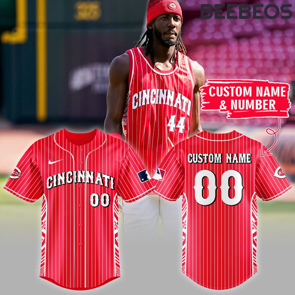 Cincinnati Reds White Red Stripped Baseball Jersey