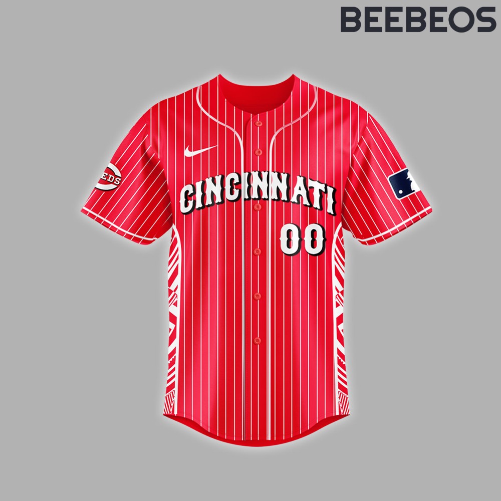 Cincinnati Reds White Red Stripped Baseball Jersey