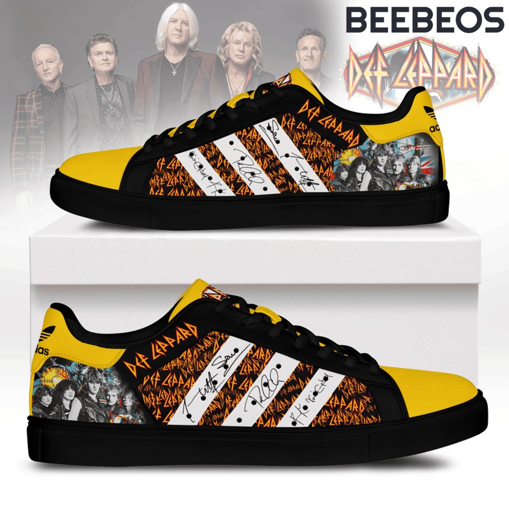 Def Leppard Black Yellow Stan Smith Shoes