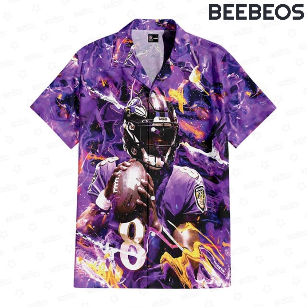 Lamar Jackson Baltimore Ravens Gridiron Majesty Hawaiian Shirt