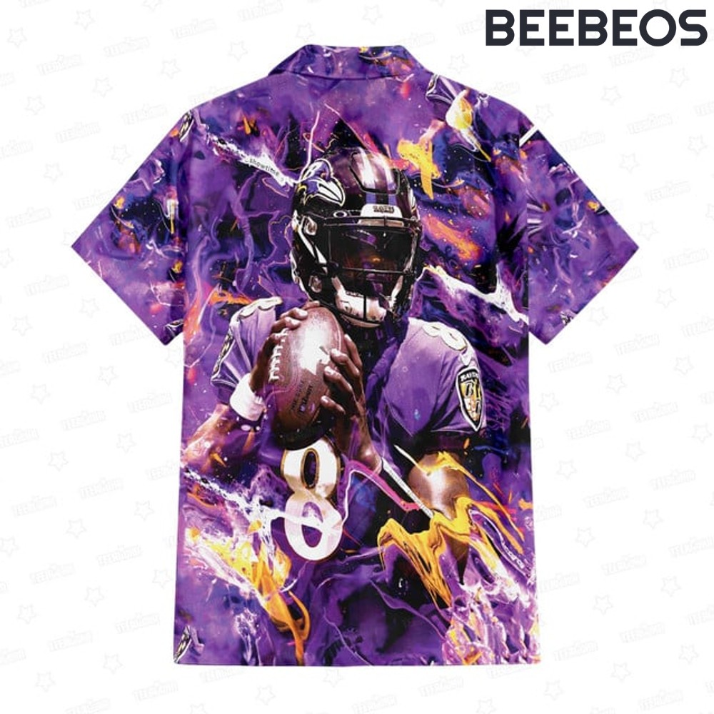 Lamar Jackson Baltimore Ravens Gridiron Majesty Hawaiian Shirt