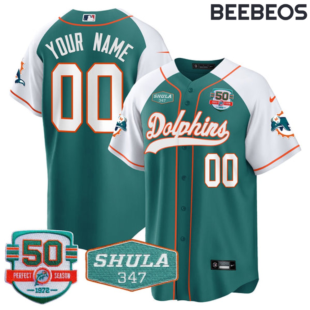 Miami Dolphins 50th Don Shula 347 Memorial Baseball Jersey