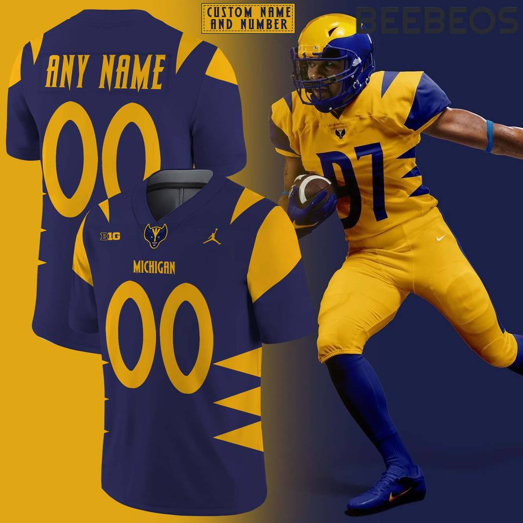 Michigan Football Collaboration Wolverine 2024 Blue Football Jersey