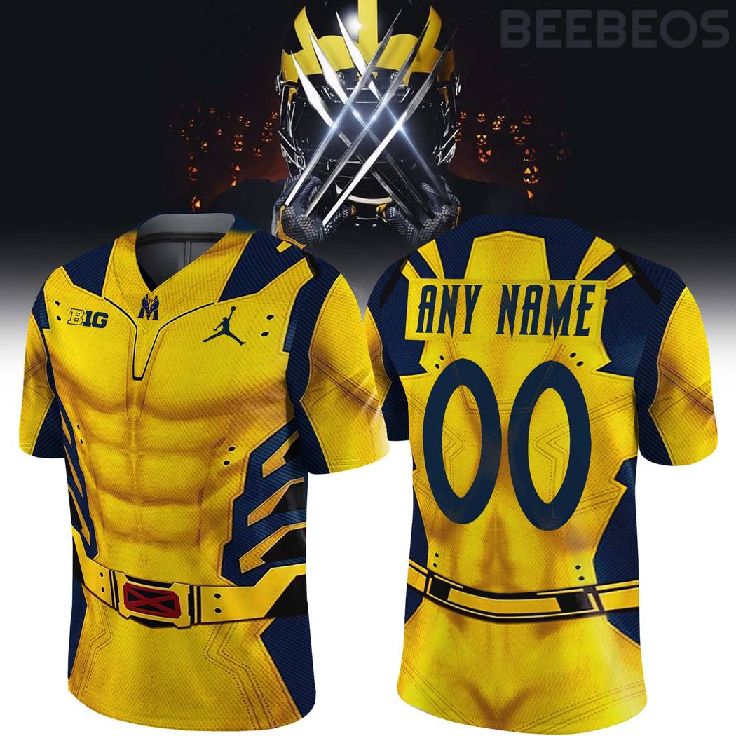 Michigan Football Collaboration Wolverine 2024 Gold Football Jersey