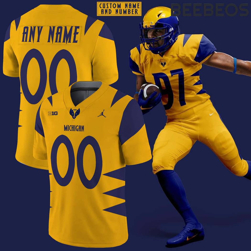 Michigan Football Collaboration Wolverine 2024 Gold Football Jersey