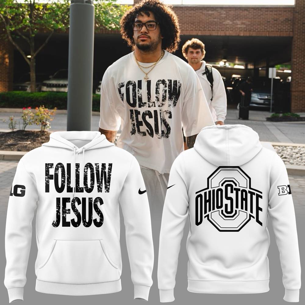 Ohio State Follow Jesus x Nike White Hoodie Pants Cap