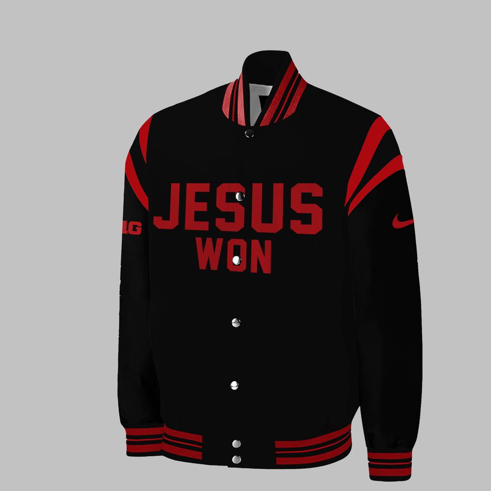 Ohio State JESUS WON 2024 Black Baseball Jacket