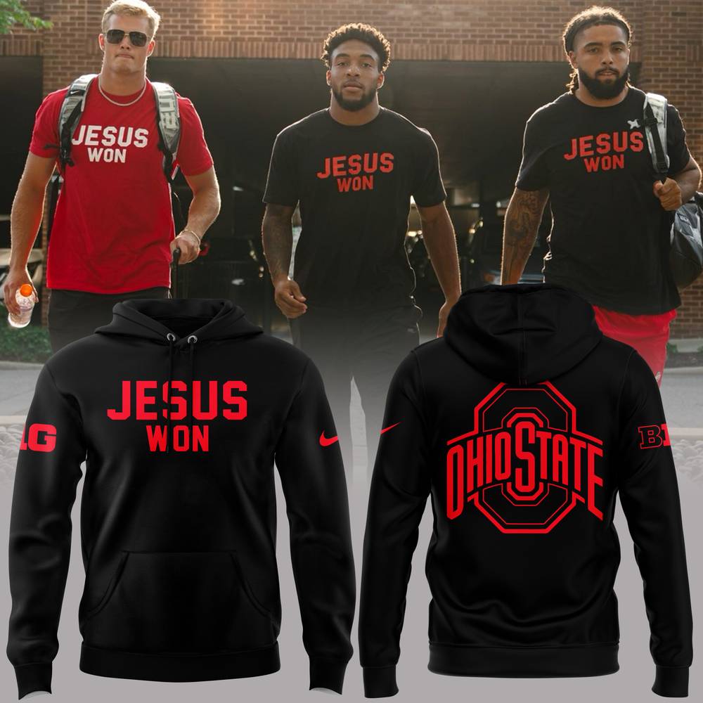 Ohio State JESUS WON 2024 Black Hoodie Pants Cap