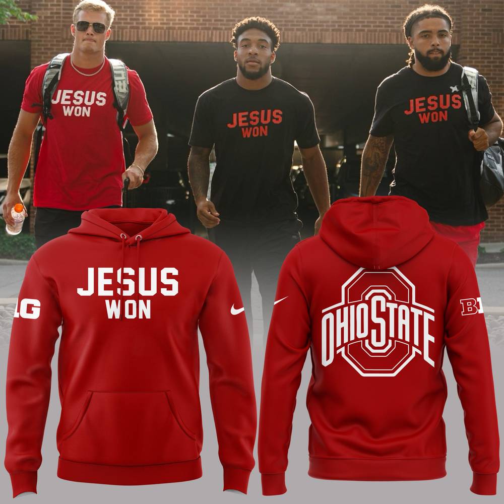 Ohio State JESUS WON 2024 Red Hoodie Pants Cap