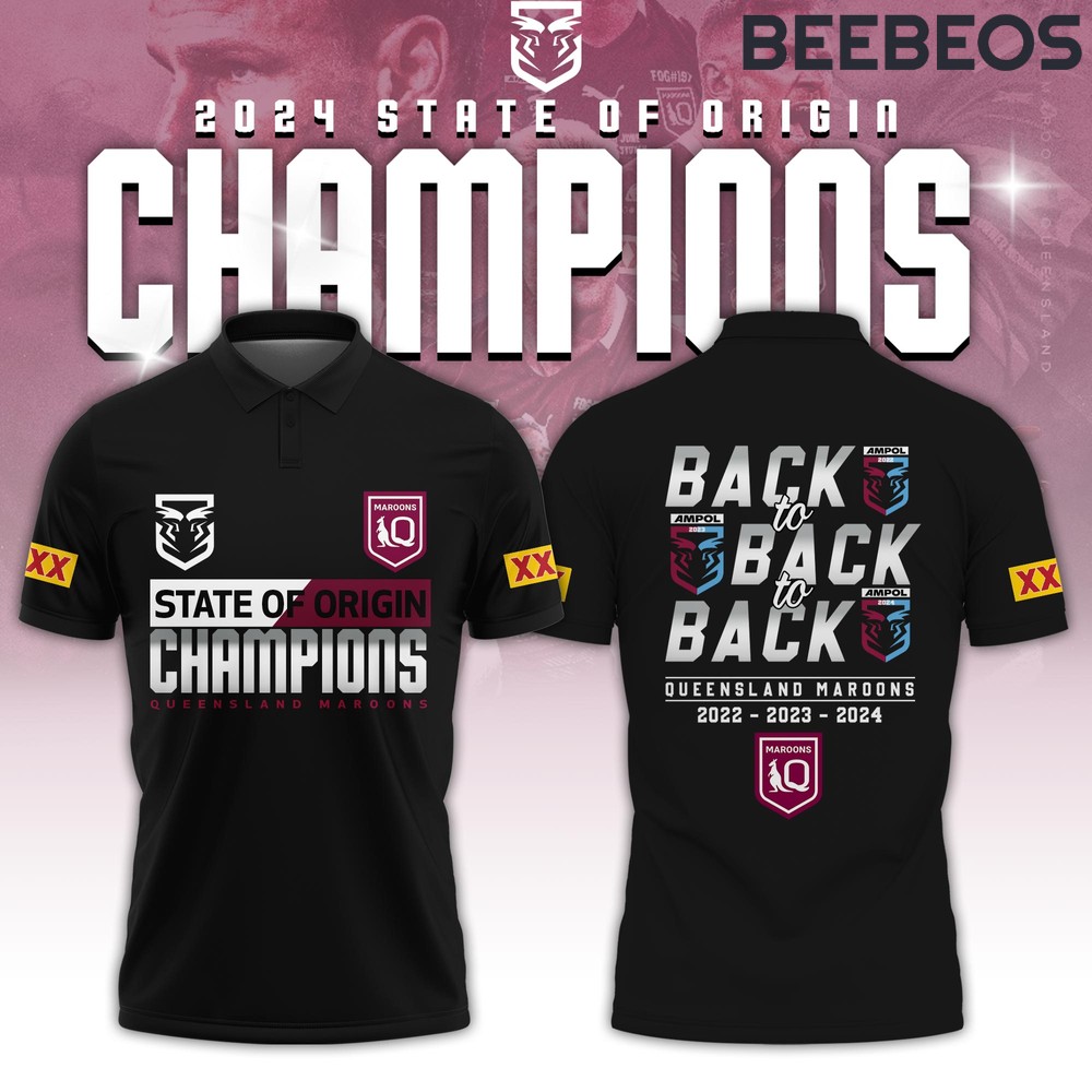 Queensland Maroons 2024 State of Origin Champions Back to Back Polo Shirt