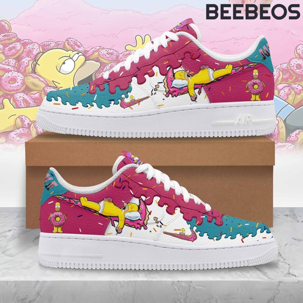 The Simpsons Lazy Pink Donut Air Force 1