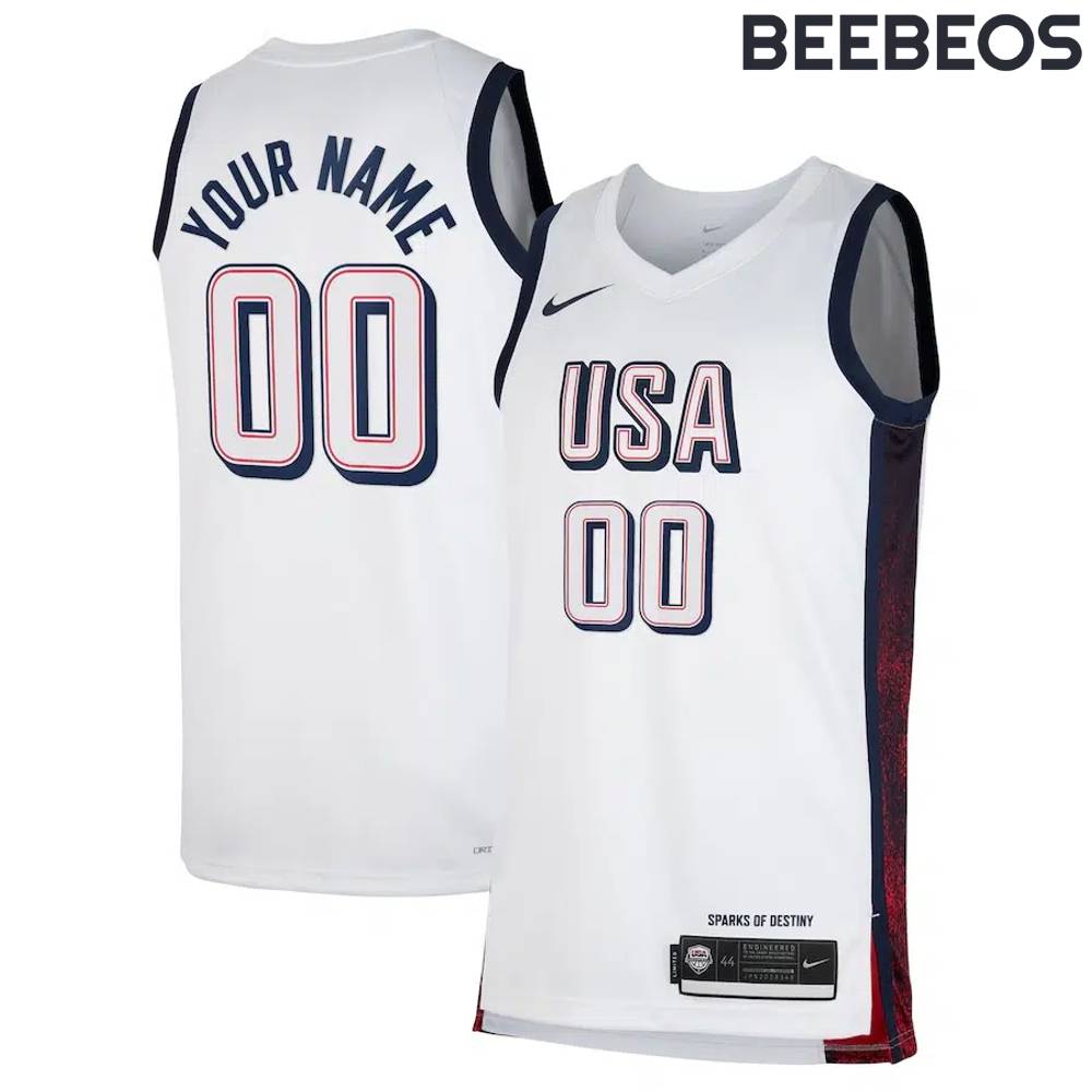 USA Olympic Basketball Team 2024 White Jersey